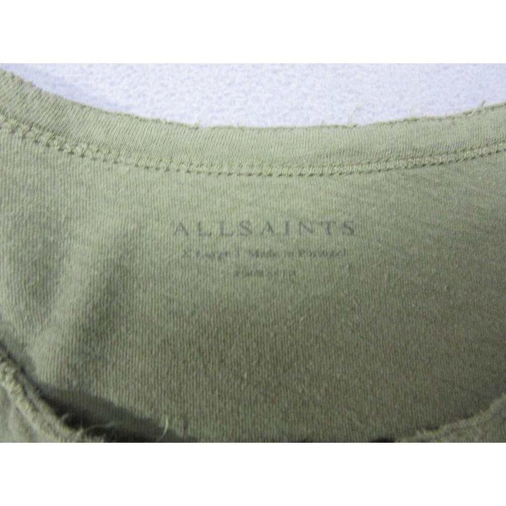 AllSaints Shirt Mens XL Green Henley Neck Raw Hem Bodega Slim Fit Olive - Picture 4 of 15
